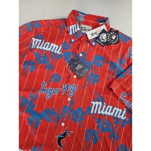 NWT Reyn Spooner Men's Miami Marlins Button‎ Up Hawaiian Shirt Medium